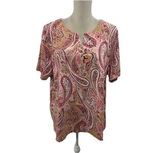 NWOT Talbots Paisley T-Shirt Women’s Plus 3X Petite Short Sleeve Classic Cotton
